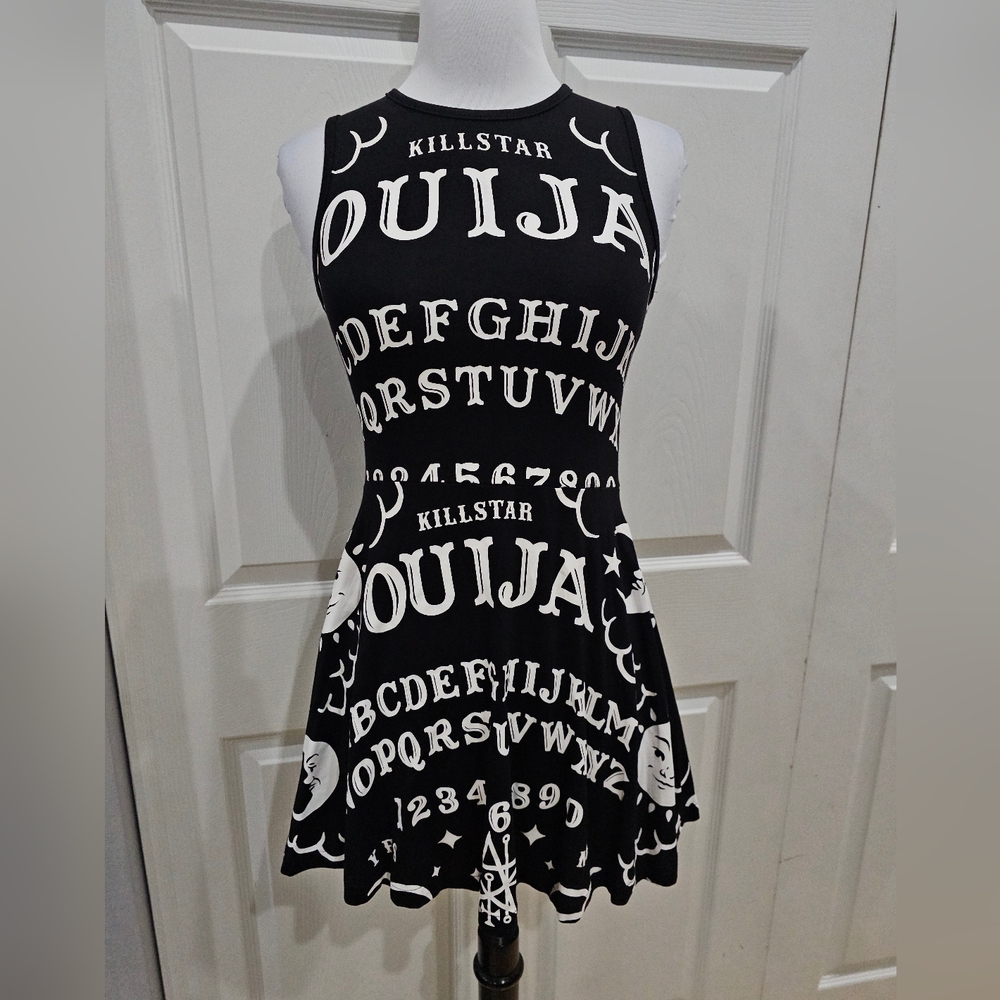 Killstar Punk Goth Black & White Ouija Spirit Board Skater Mini Dress XS